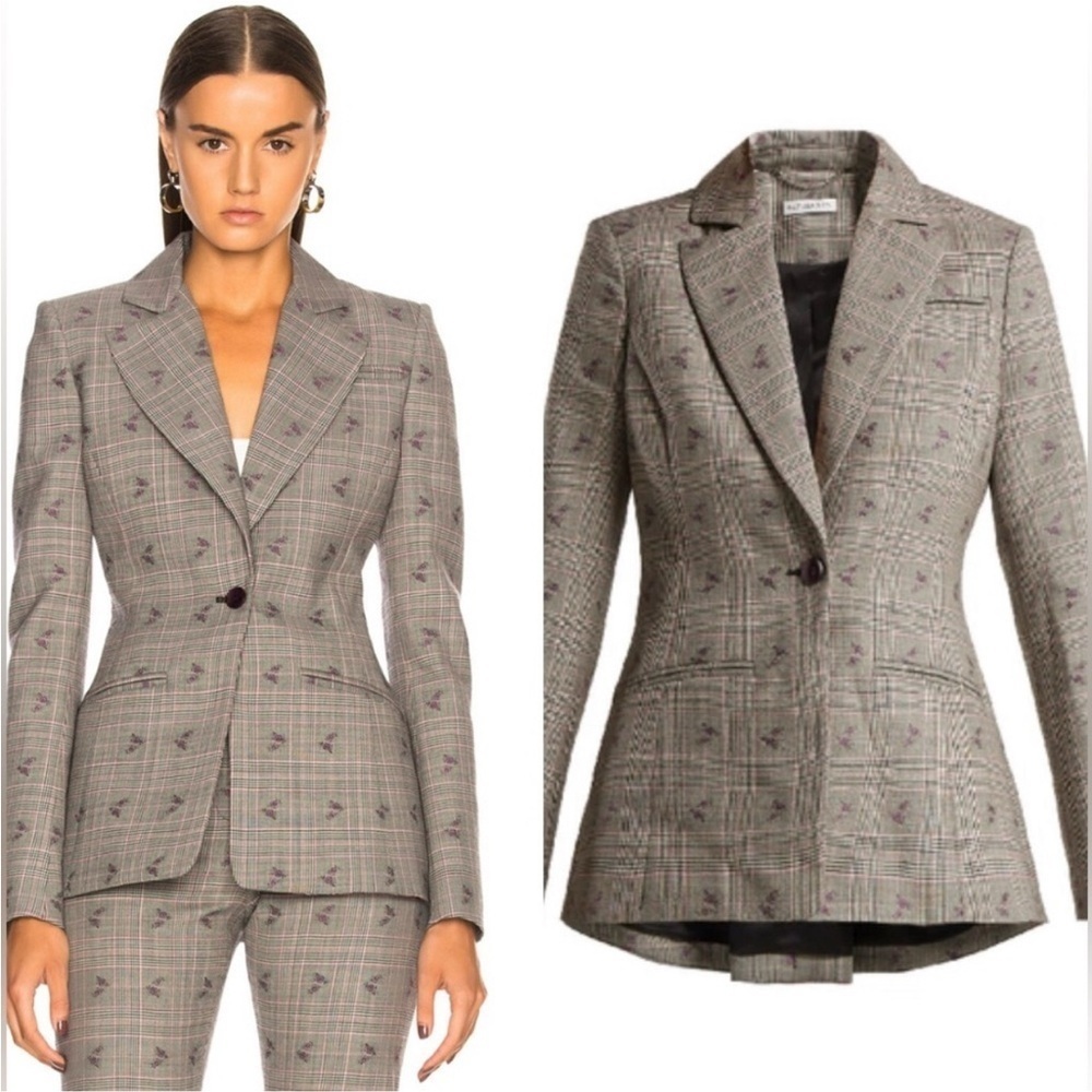 RARE Altuzarra Prince of Wales suiting floral blazer jacket suit and pants set